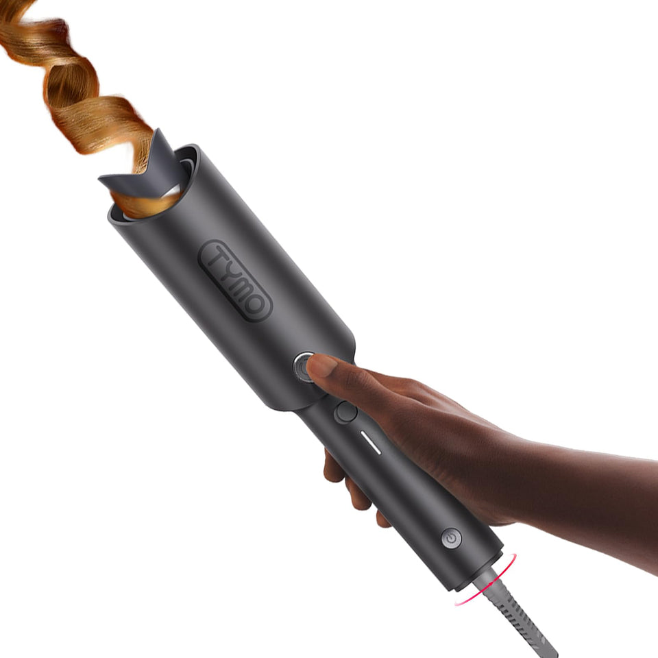 TYMO CURLPRO Automatic Rotating Curling Iron with Ionic Ceramic Barrel for Beach Waves Pink