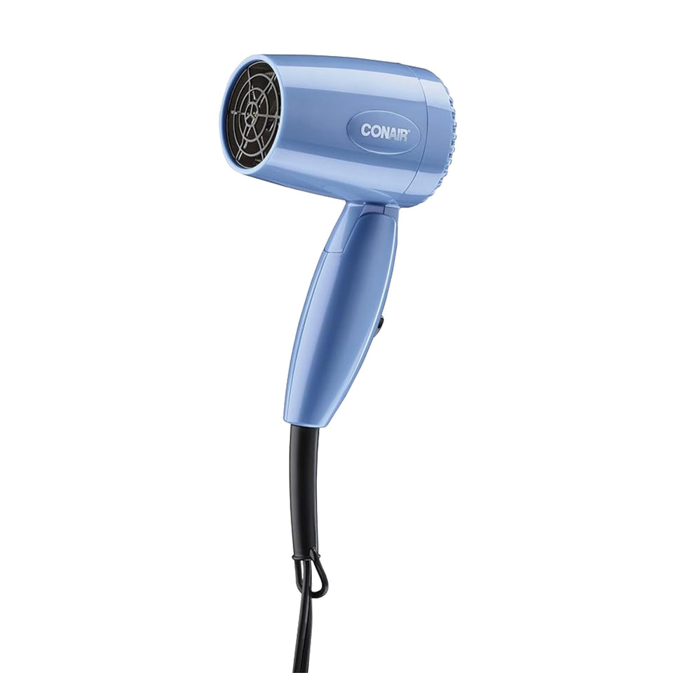 Conair travel hair dryer 1600W compact dual voltage folding handle blue - BuyO