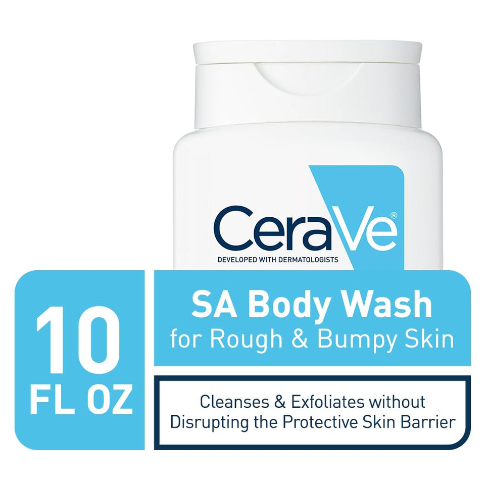 CeraVe Body Wash with Salicylic Acid for Rough & Bumpy Skin Gentle Exfoliating Cleanser 10 Oz