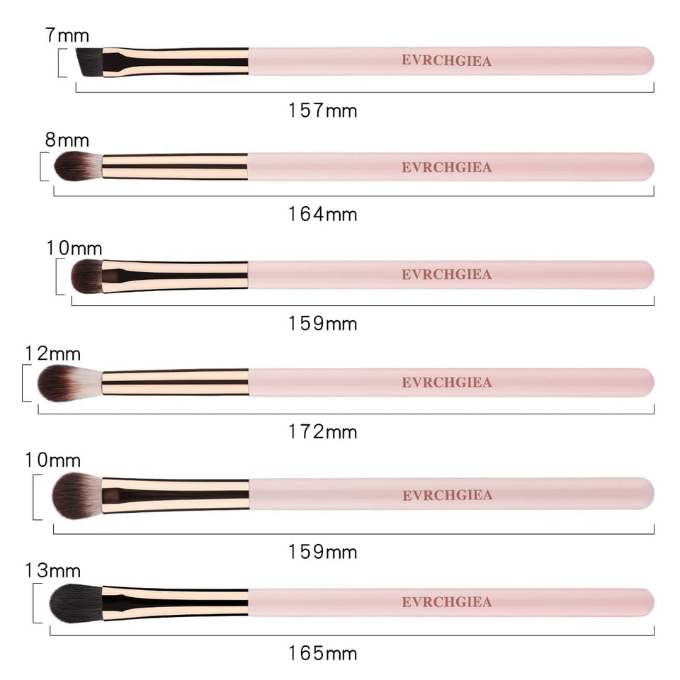 6 Piece Eye Makeup Brush Set Professional Blending Eyeshadow Concealer Eyeliner Soft Wood Handle