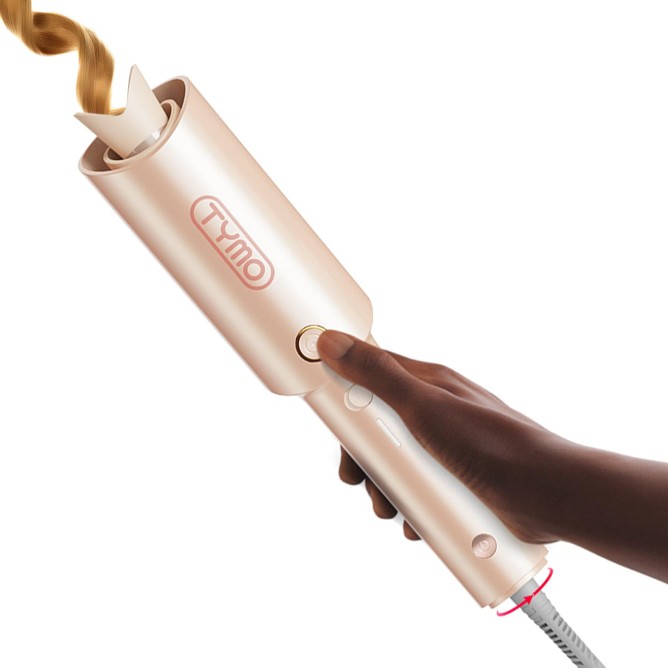 TYMO CURLPRO Automatic Rotating Curling Iron with Ionic Ceramic Barrel for Beach Waves Pink