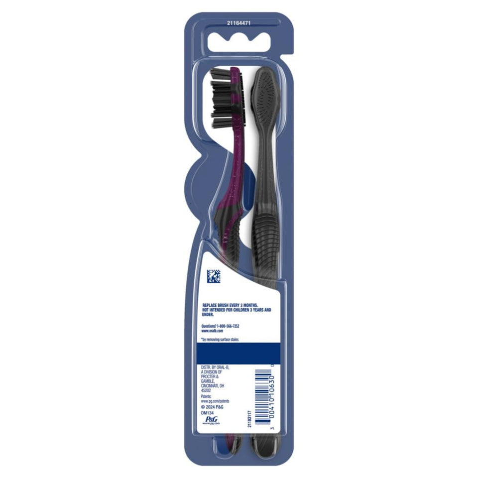 Oral-B 3D White Charcoal Manual Toothbrush Medium Bristles 2-Pack Teeth Whitening Adults