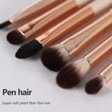 6 Piece Eye Makeup Brush Set Professional Blending Eyeshadow Concealer Eyeliner Soft Wood Handle