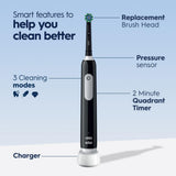 Oral-B Pro 1000 Rechargeable Electric Toothbrush Black Removes 100% More Plaque
