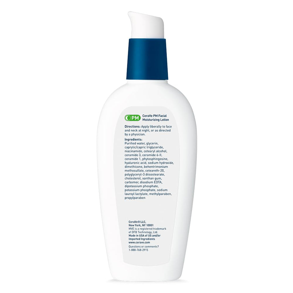 CeraVe PM Facial Moisturizing Lotion with Hyaluronic Acid & Niacinamide 3 Oz