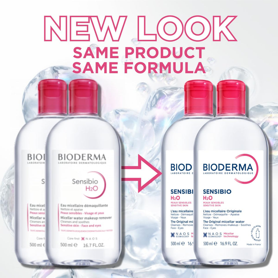 Bioderma Sensibio H2O Micellar Water Makeup Remover and Gentle Face Cleanser for Sensitive Skin