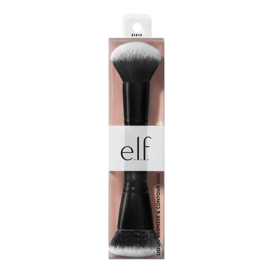 e.l.f. Liquid Bronzer Contour Duo Brush Dual-Ended Synthetic Vegan 100% Cruelty-Free