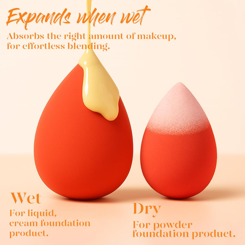 BEAKEY 5 Pack Makeup Sponge Set Micro Porous Latex Free Foundation Beauty Blenders Powder Cream