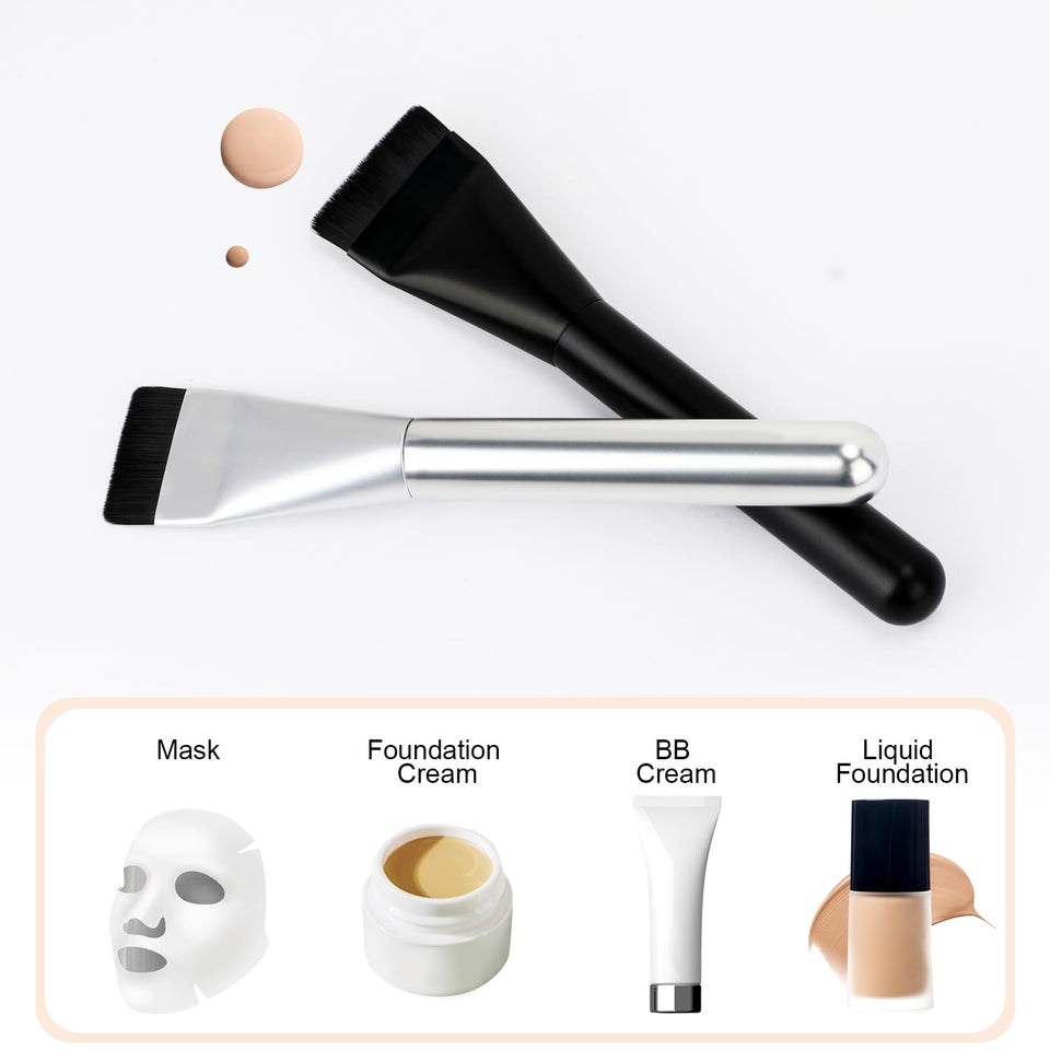BEAUTYFACTOR Flat Foundation Brush Korean Makeup Spatula Facial Brush Liquid Cream Blending Silver