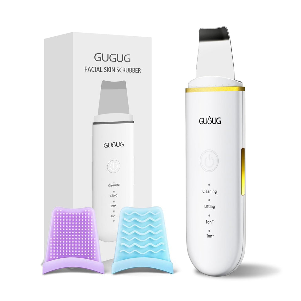 GUGUG skin scrubber face spatula 4 modes ultrasonic pore cleaner blackhead remover white - BuyO