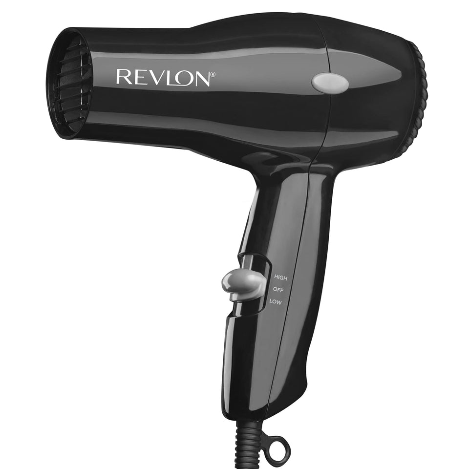Revlon compact 1875W travel hair dryer lightweight black 2 heat settings - BuyO