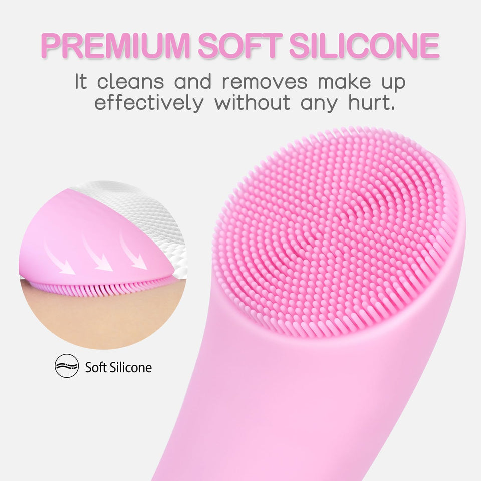 PRITECH Facial Cleansing Brush with Silicone Face Scrubber and Heat Massage for Deep Skin Cleaning