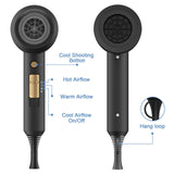 Slopehill Professional Ionic Hair Dryer 1800W Fast Drying Low Noise with Diffuser Concentrator Black