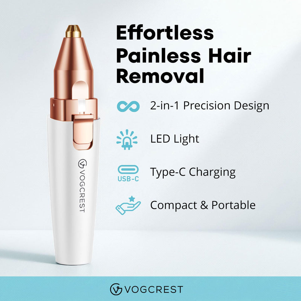 VG VOGCREST Facial Hair Remover and Eyebrow Shaver with Rechargeable LED Precision Trimmer