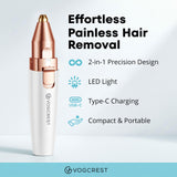 VG VOGCREST Facial Hair Remover and Eyebrow Shaver with Rechargeable LED Precision Trimmer