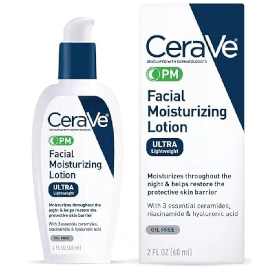 CeraVe PM Facial Moisturizing Lotion with Hyaluronic Acid & Niacinamide 3 Oz