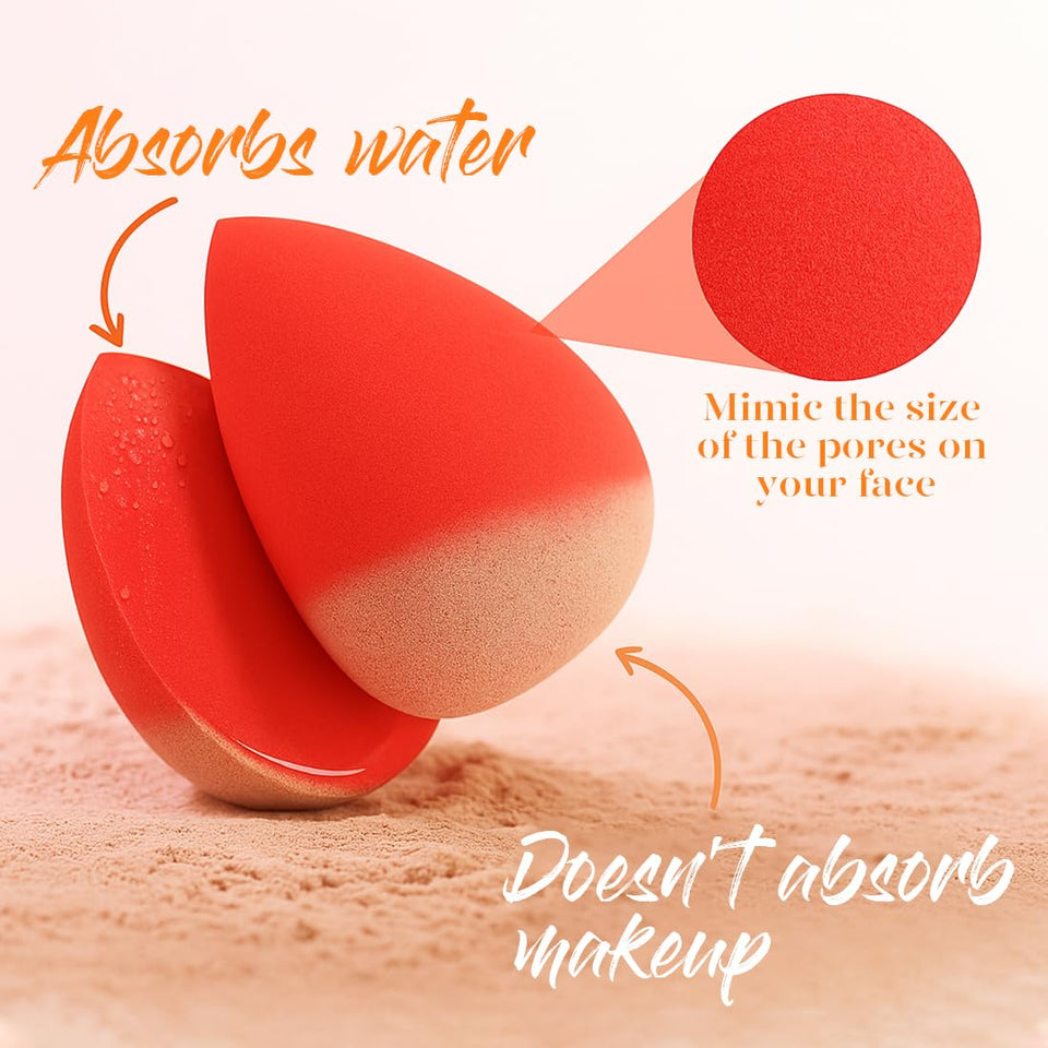 BEAKEY 5 Pack Makeup Sponge Set Micro Porous Latex Free Foundation Beauty Blenders Powder Cream
