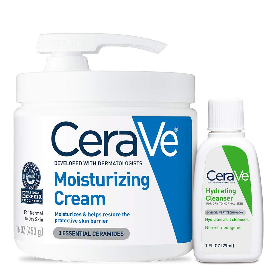 CeraVe Moisturizing Cream & Hydrating Facial Cleanser Set for Dry Skin Travel Skin Care Kit
