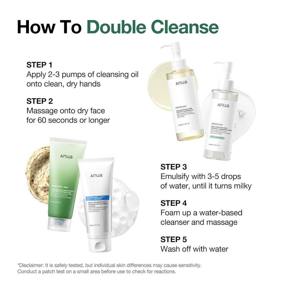 Anua Heartleaf Pore Control Cleansing Oil Korean Skincare for Makeup Removal and Sebum Care