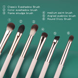 6 Piece Eye Makeup Brush Set Professional Blending Eyeshadow Concealer Eyeliner Soft Wood Handle