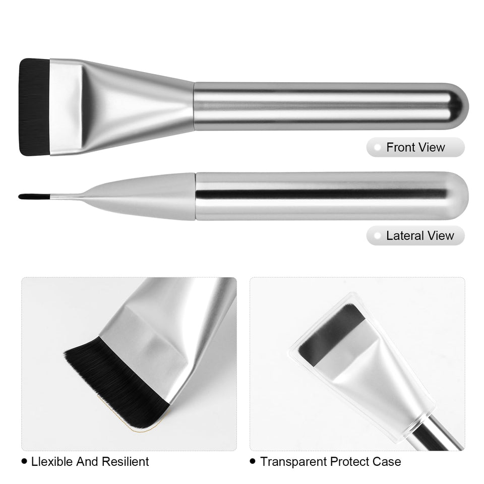 BEAUTYFACTOR Flat Foundation Brush Korean Makeup Spatula Facial Brush Liquid Cream Blending Silver