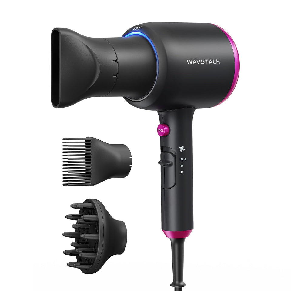 Wavytalk 1875W ionic hair dryer diffuser curly hair ceramic technology black - BuyO