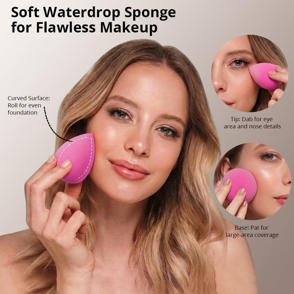 BEAKEY 10+2 Makeup Brushes Set Professional Foundation Eyeshadow Concealer Blush with 2 Blender Sponges Paper Case