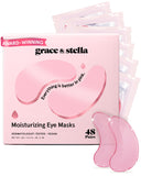 grace & stella Under Eye Mask Patches for Dark Circles Puffy Eyes & Wrinkles Vegan 6 Pairs Pink