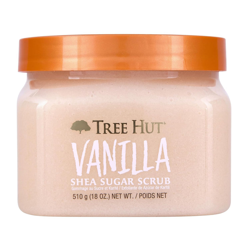 Tree Hut Vanilla Body Scrub with Shea Butter & Essential Oils Hydrating Sugar Exfoliator 18 Oz