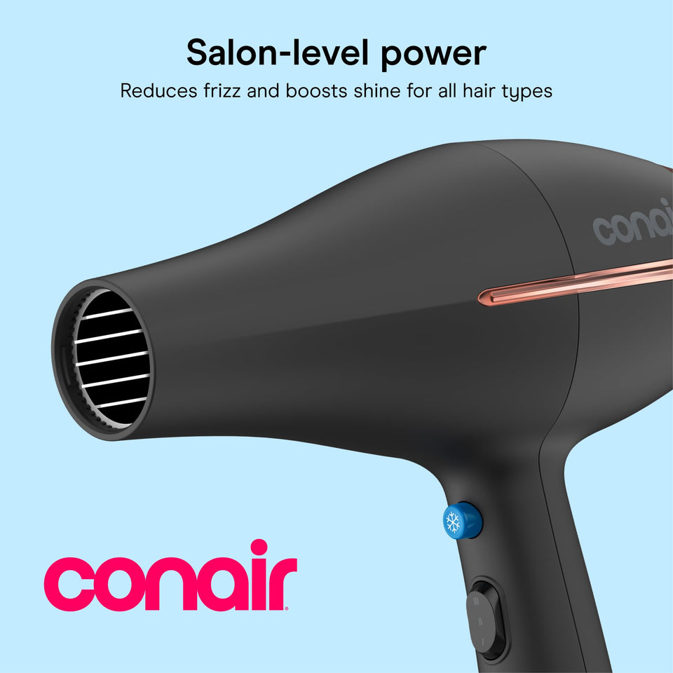 InfinitiPRO by Conair AC Motor Professional Ionic Ceramic Hair Dryer with Diffuser Concentrator Black 650X