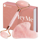 BAIMEI IcyMe rose quartz roller gua sha cooling depuffing lymphatic massage sculpting pink - BuyO