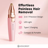 VG VOGCREST Facial Hair Remover and Eyebrow Shaver with Rechargeable LED Precision Trimmer