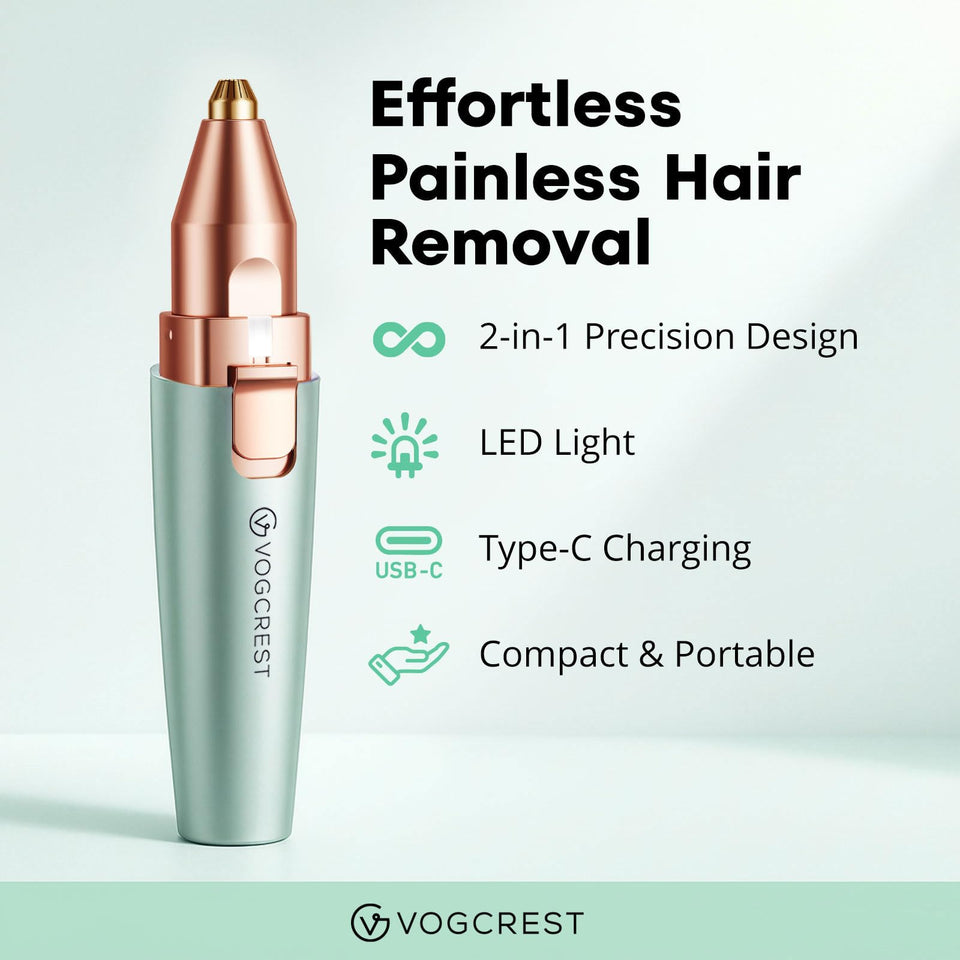 VG VOGCREST Facial Hair Remover and Eyebrow Shaver with Rechargeable LED Precision Trimmer