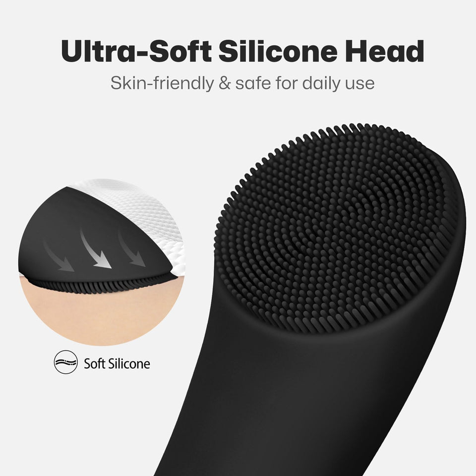 PRITECH Facial Cleansing Brush with Silicone Face Scrubber and Heat Massage for Deep Skin Cleaning