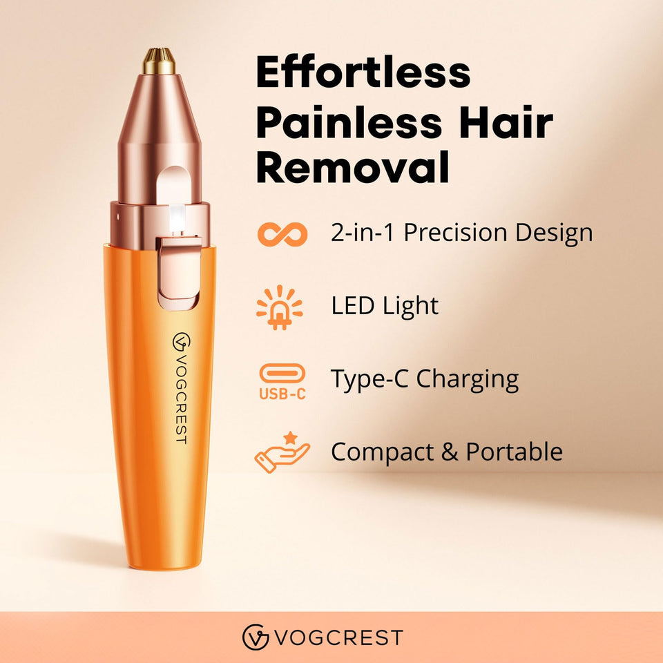 VG VOGCREST Facial Hair Remover and Eyebrow Shaver with Rechargeable LED Precision Trimmer