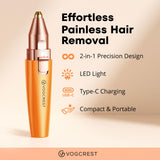 VG VOGCREST Facial Hair Remover and Eyebrow Shaver with Rechargeable LED Precision Trimmer