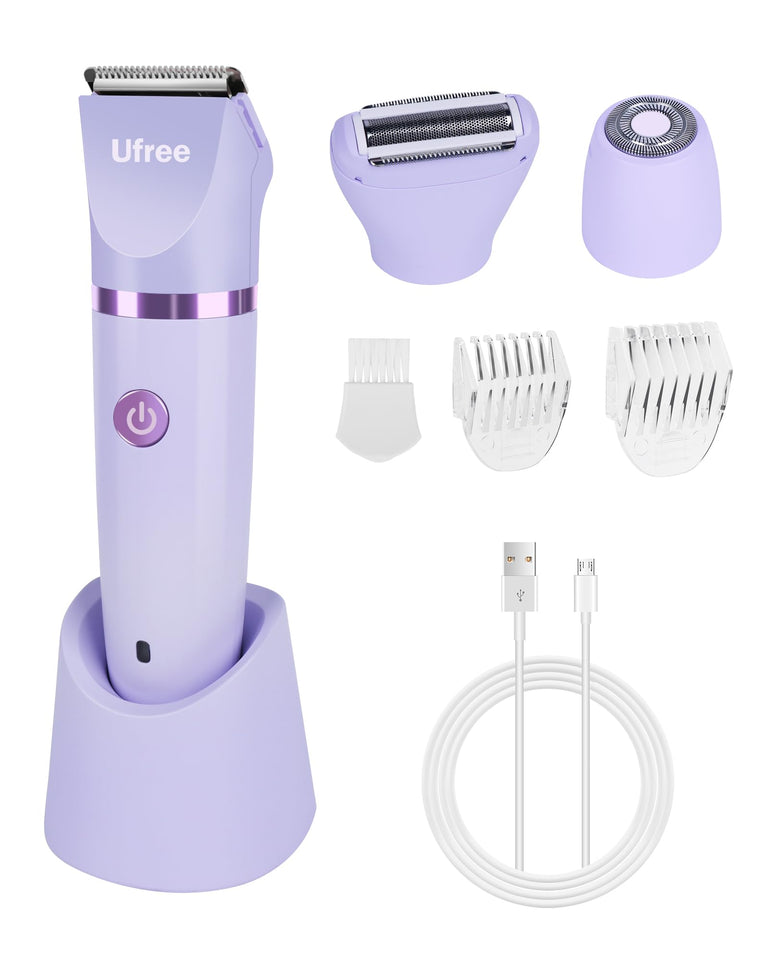 Ufree bikini trimmer electric razor women ceramic blade IPX7 waterproof rechargeable purple - BuyO