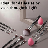 BEAKEY 10+2 Makeup Brushes Set Professional Foundation Eyeshadow Concealer Blush with 2 Blender Sponges Paper Case