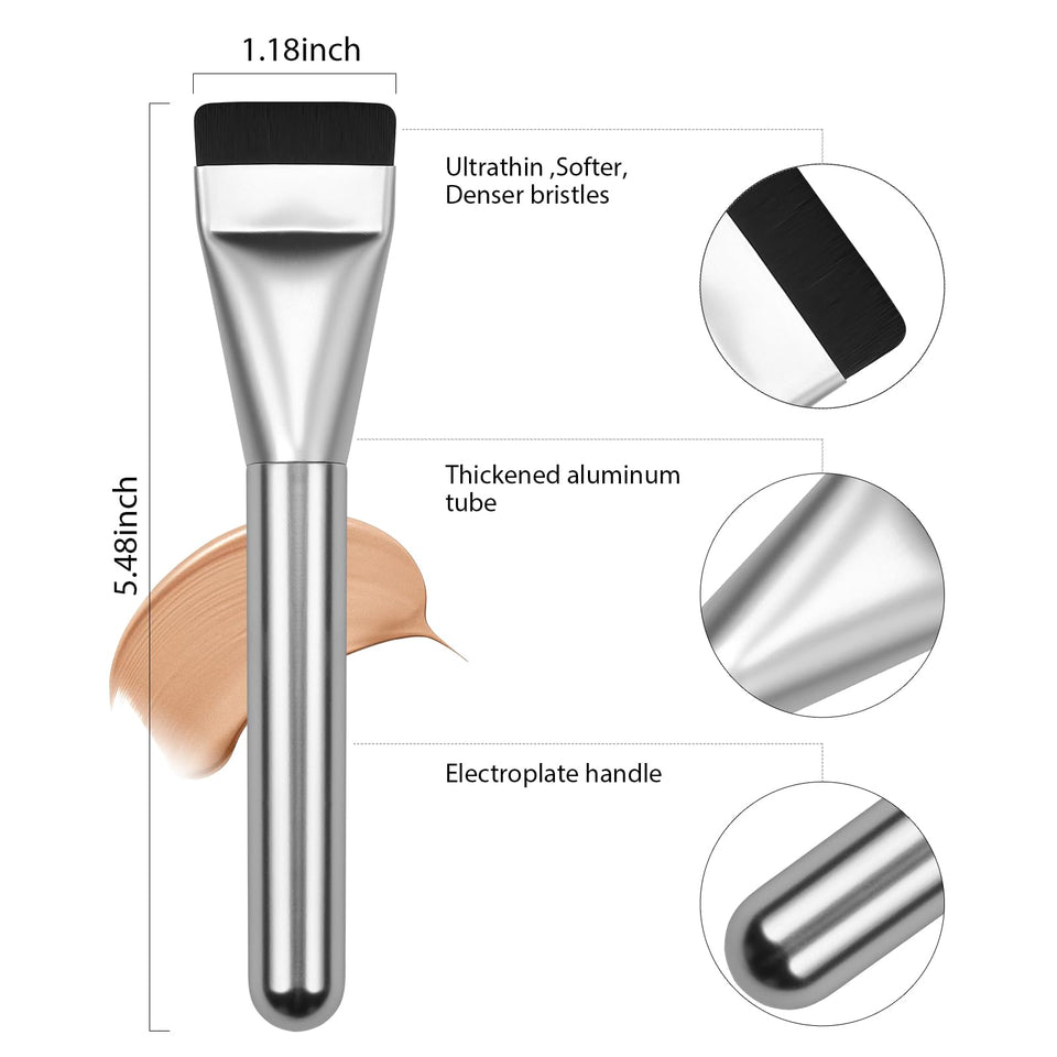 BEAUTYFACTOR Flat Foundation Brush Korean Makeup Spatula Facial Brush Liquid Cream Blending Silver