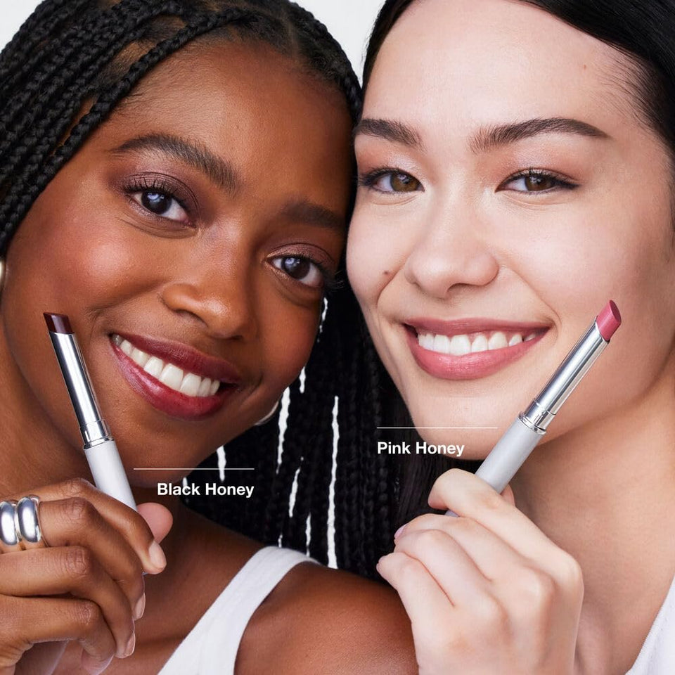 Clinique Almost Lipstick Tinted Lip Balm in Iconic Black Honey Pink Honey and Nude Honey Colors
