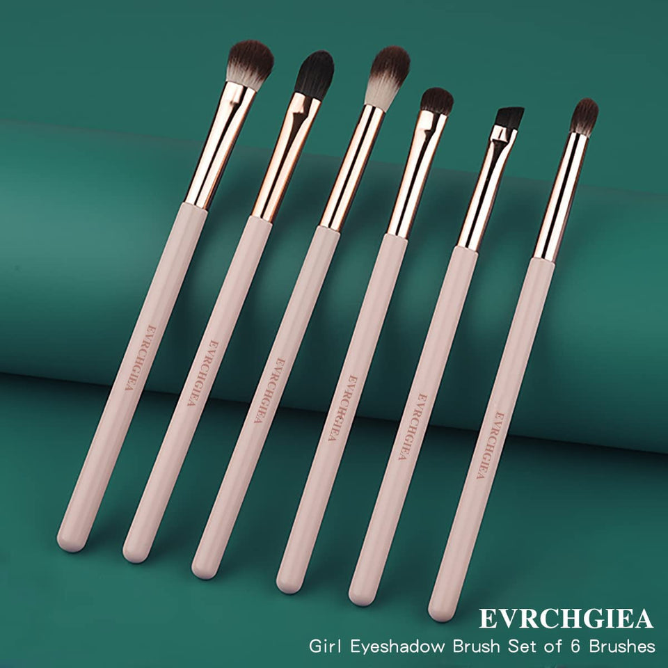 6 Piece Eye Makeup Brush Set Professional Blending Eyeshadow Concealer Eyeliner Soft Wood Handle