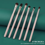 6 Piece Eye Makeup Brush Set Professional Blending Eyeshadow Concealer Eyeliner Soft Wood Handle