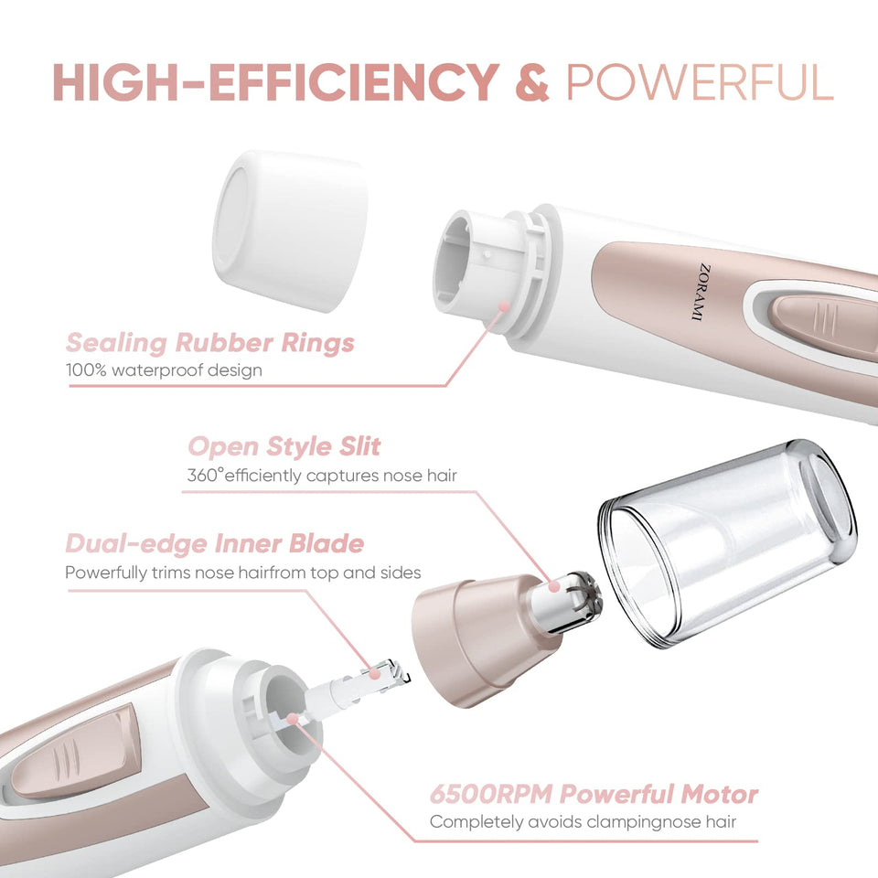 Professional Ear and Nose Hair Trimmer with Waterproof Dual Edge Blades for Men and Women Pink