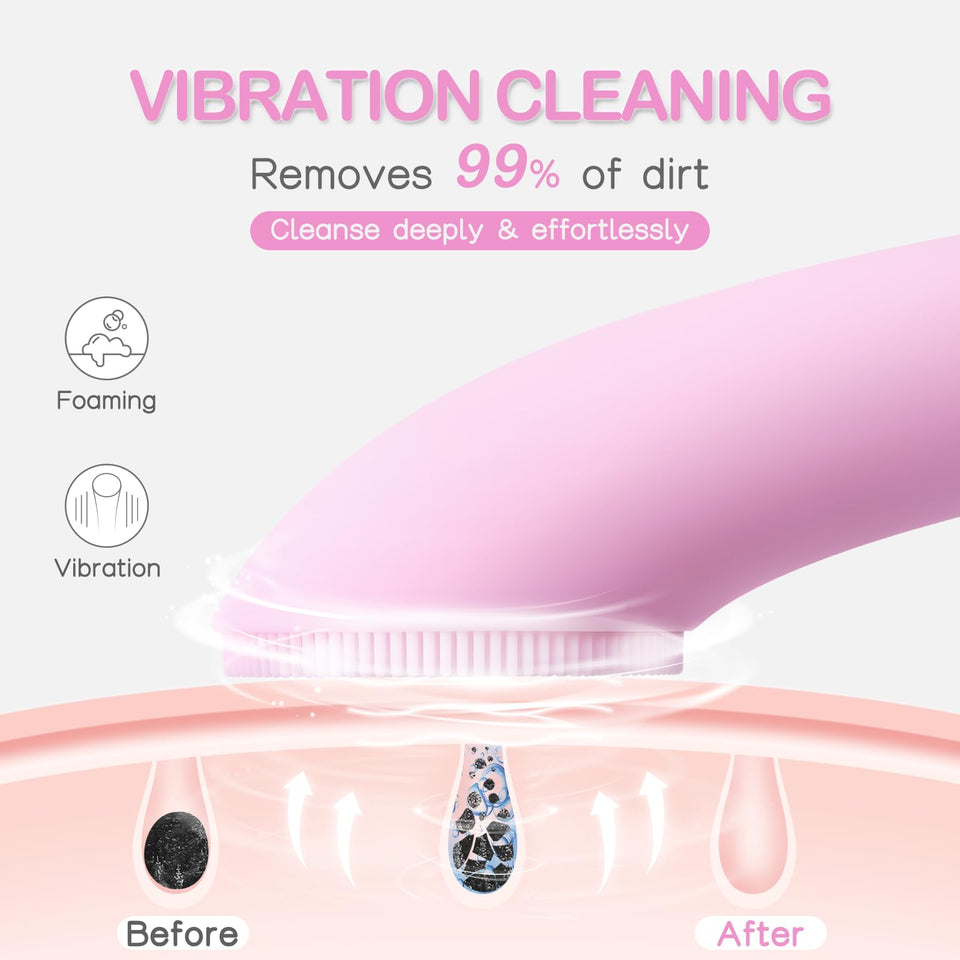 PRITECH Facial Cleansing Brush with Silicone Face Scrubber and Heat Massage for Deep Skin Cleaning