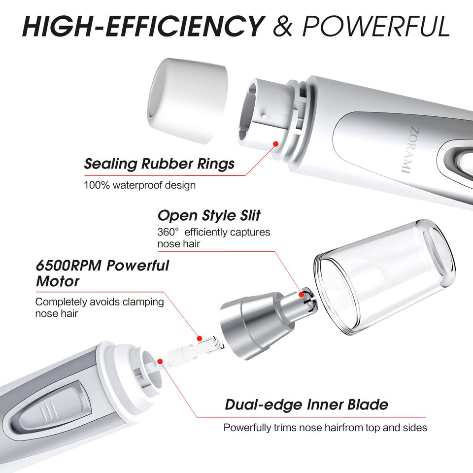 Professional Ear and Nose Hair Trimmer with Waterproof Dual Edge Blades for Men and Women Pink