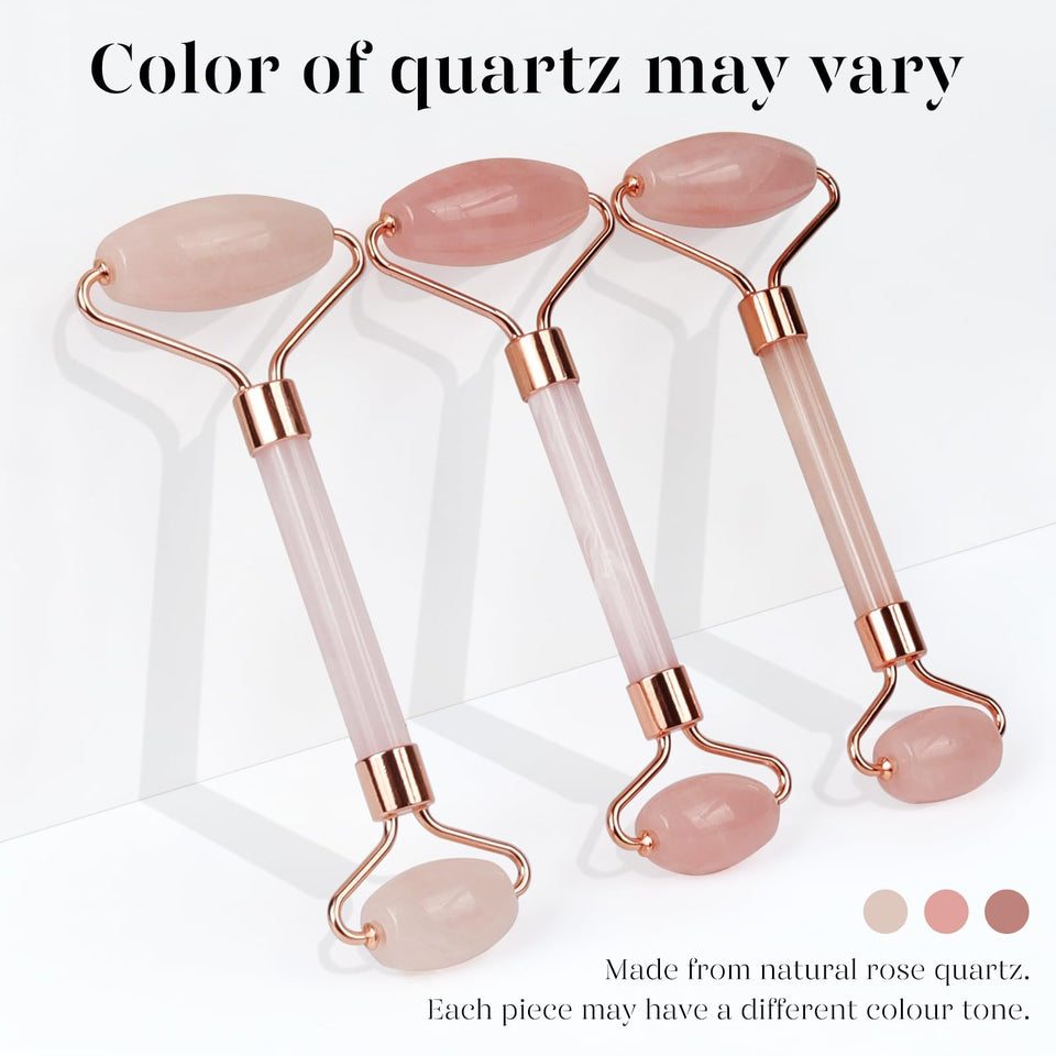 BAIMEI IcyMe Rose Quartz Roller Gua Sha Set Cooling Depuffing Lymphatic Massage Sculpting Pink