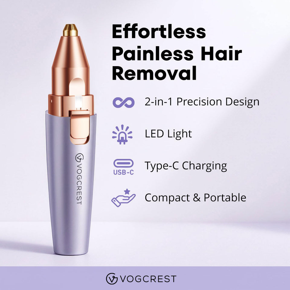 VG VOGCREST Facial Hair Remover and Eyebrow Shaver with Rechargeable LED Precision Trimmer