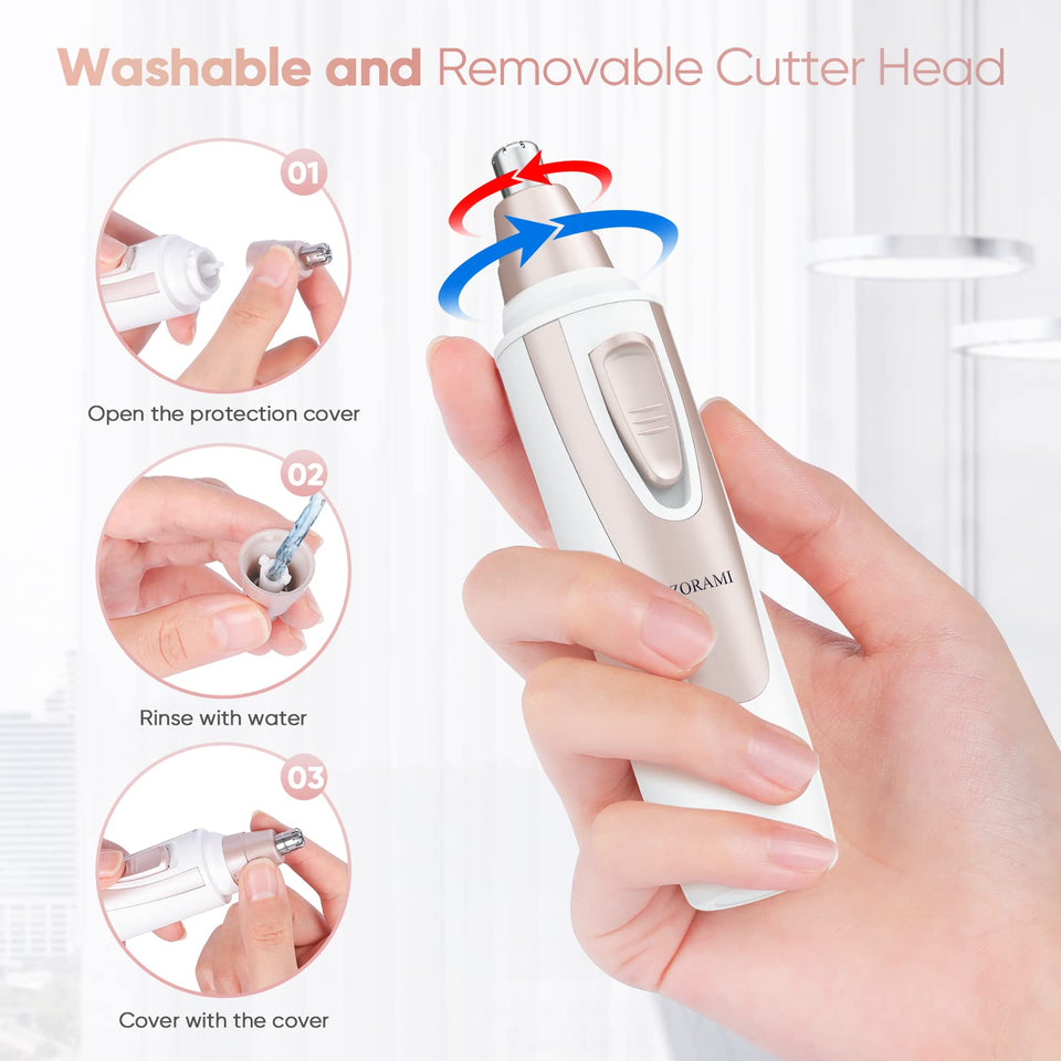 Professional Ear and Nose Hair Trimmer with Waterproof Dual Edge Blades for Men and Women Pink