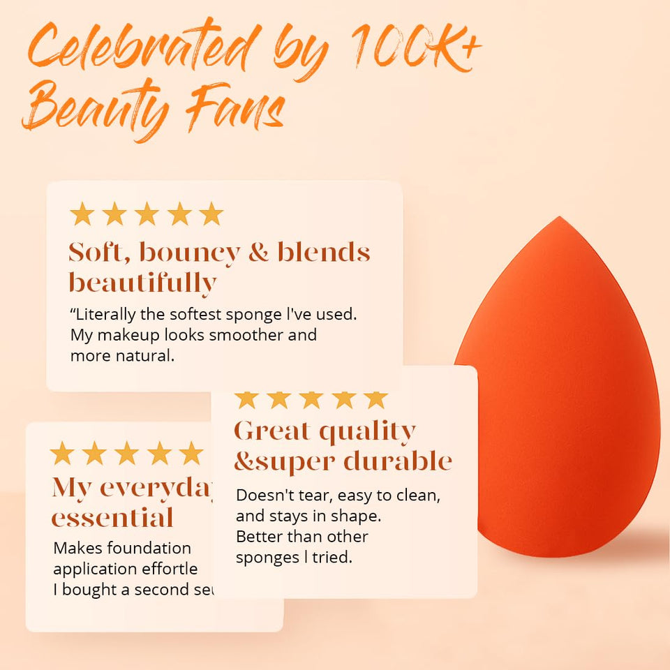 BEAKEY 5 Pack Makeup Sponge Set Micro Porous Latex Free Foundation Beauty Blenders Powder Cream