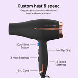 InfinitiPRO by Conair AC Motor Professional Ionic Ceramic Hair Dryer with Diffuser Concentrator Black 650X